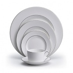 A subtle yet classic collection for formal dining in white fine bone china with platinum-toned accents.