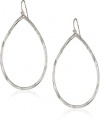 Lucky Brand Silver-Tone Hammered Tear Drop Hoop Earrings