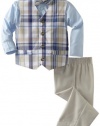 Nautica Dress Up Boys 2-7 Gustav Plaid Vest Set, Khaki, 4T/4