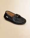 A mini version of this grown up penny loafer in a sleek design of plush leather with chain detail.Slip-onLeather upperLeather liningRubber solePadded insoleImported