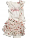 GUESS Kids Girls Baby Girl Logo Tee & Skirt Set, CREAM (24M)