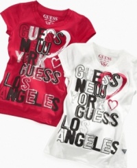 If she's fashionable at heart she can wear her style on her sleeve with these logo tees from Guess.