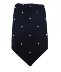 100% Silk Woven Navy and White Satin Dot Skinny Tie