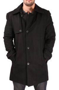 Kenneth Cole New York Melton Men's Car Coat Peacoat Wool Black Size XL