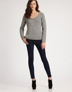 Alpaca-rich scoopneck, crisp and cool, has an alluring semi-sheer back. Scoopneck Long sleeves Semi-sheer back 68% alpaca/22% nylon/10% merino wool Dry clean Imported