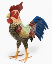 Feather your nest with this whimsical rooster from Heart of Haiti. Sculpted out of recycled cement bags and hand painted in bright primary colors, he'll win everyone over at your table, from the top of a mantel or greeting visitors by the front door.