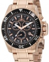 Invicta Men's 11289 Pro Diver Chronograph Black Carbon Fiber Dial 18k Rose Gold Ion-Plated Stainless Steel Watch