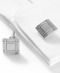 Peg down your best business style with this square brushed rhodium cufflinks from Kenneth Cole Reaction.