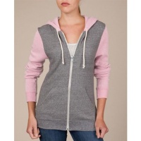 Alternative Unisex 6.4 oz. Rocky Color-Blocked Full-Zip Hoodie - ECO GRY/ECO PNK RIB - XL