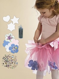 Decorate then wear your very own tutu - everything you need is included, plus templates to cut out more designs as you like. Includes layered tulle skirt with elastic waistband and grip-tape close Includes pre-cut fabric cut-outs, sparkles and glue Also includes tracing templates for making more cut-outs Polyester Imported Recommended for ages 6 and up