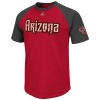 MLB Arizona Diamondbacks Big Leaguer Fashion Crew Neck Ringer T-Shirt, Cardinal/Charcoal Heather