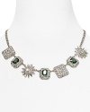 Carolee channels heirloom inspiration with this silver-plated necklace, which features regal gemstone stations, highlighted by glittering crystals.