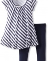 Splendid Littles Girls 2-6X French Stripe Tunic Set Toddler, White, 3T