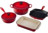 Le Creuset Signature Enameled Cast-Iron 6-Piece Cookware Set, Cherry