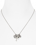 Charmed we're sure: Let MICHAEL Michael Kors lend your neckline a touch of the brand's signature glamor with this silver plated necklace, accented by delicate crystal charms.