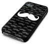 Black Snap-On iPhone Cover Case for 4/4S iPhone - White Mustache Design - Height:4.5 Inches X Width: 2.5 Inches X Thickness:0.5 Inch.