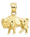 Perfect for the Buffalo Bills fan - this diamond-cut buffalo charm adds a perfect touch to any charm bracelet or necklace. Crafted in 14k gold. Chain not included. Approximate length: 3/4 inch. Approximate width: 3/5 inch.