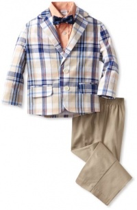 Nautica Dress Up Boys 2-7 YD Plaid Solid Duo Set, Khaki, 3T/3