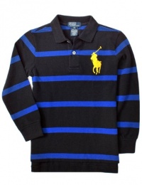 Polo Ralph Lauren Tod Boys Striped Big Pony Mesh Polo, Royal, 5