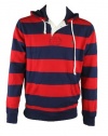 Polo by Ralph Lauren Mens Navy Red Stripe Logo Hoodie Sweatshirt M