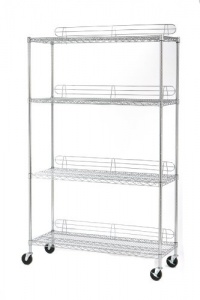 Seville Classics SHE18487 18-Inch by 48-Inch by 72-Inch Shelving System with Wheels, Chrome