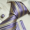 Purple Stripes Woven Silk Tie Hanky Cufflinks Gift Box Set personalized gift Y&G perfect Necktie Set H6107