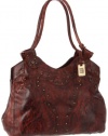 FRYE Vintage Stud Shoulder Bag,Burnt Red,One Size