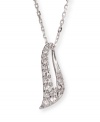 Set sail in sparkling style. Swarovski's chic asymmetrical drop pendant highlights clear crystal pavé set in silver tone mixed metal. Approximate length: 15-1/2 inches. Approximate drop: 1-1/2 inches.