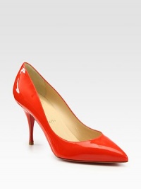 Patent leather style with a figure-flattering point toe and signature red leather sole. Self-covered heel, 3½ (90mm)Patent leather upperLeather liningSignature red leather solePadded insoleMade in ItalyOUR FIT MODEL RECOMMENDS ordering one size up as this style runs small. 