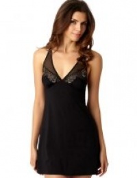 OnGossamer Women's Boudoir Blooms Nightie, Black/Champagne, L