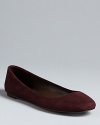 Beautifully bold, these Vera Wang ballet flats take a style leap forward in luxe suede.