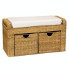 Household Essentials Woven Banana Leaf Cushioned Storage Seat with 2 Drawers