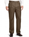 Louis Raphael Men's Striated Solid Pleated Dress Pant with Comfort Waist