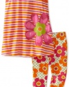 Kids Headquarters Girls 2-6X 2 Piece Orange Capri Set, Assorted, 4