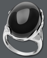 Look chic long after cocktail hour. This statement-maker features an oval-cut onyx gemstone (16 mm x 22 mm) set in polished sterling silver. Size 7.