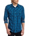 Calvin Klein Jeans Men's Steely Plaid Long Sleeve Woven