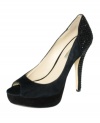 Smooth suede sets the scene for the sparkly rhinestone-covered heel of INC International Concepts' Maddie platform pumps.