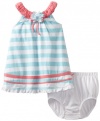 Hartstrings Baby-Girls Infant Jersey Dress And Diaper Cover Set, White Stripe, 24 Months