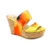 New/Display Nine West Larysa Open Toe Wedge Sandals Shoes Orange Womens