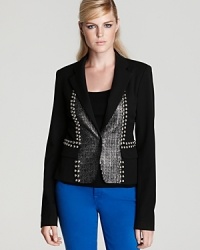 Make your name with the Fame blazer embellished with high-voltage sequins and studs. Accessories optional.