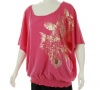 Baby Phat Foil Flutter Sleeve Top Pink 2X