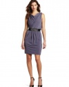 Suzi Chin Women's Sleeveless Draped Beaded Belt Dress