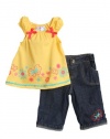 Baby Togs Infant Girls (12-24mo) yellow tank top & cuffed jeans set - butterfly