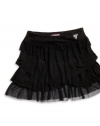 GUESS Kids Girls Girls Tiered Mesh Knit Skirt, BLACK (7/8)