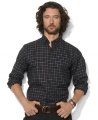 Preppy and rugged style handsomely intertwine in this woven cotton must-have, constructed for a relaxed fit and accented with Ralph Lauren's embroidered pony.