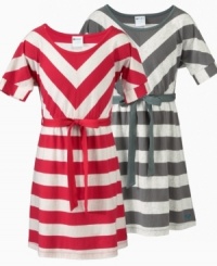 She'll show off her sunny style with this striped cuffed-sleeve dress from Roxy.