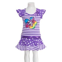 Little Girl 4 Purple White Glitter Sequin Flower Skort Outfit