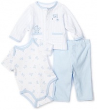 Little Me Baby-boys Newborn Baby Bears Take Me Home Set, Light Blue, 3 Months