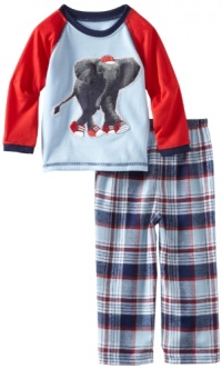 Little Me Baby-Boys Infant Elephant Pajama, Blue Plaid, 18 Months