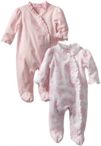 Little Me Baby-Girls Newborn Blooming 2 Pack Footie, White/Pink, 6 Months